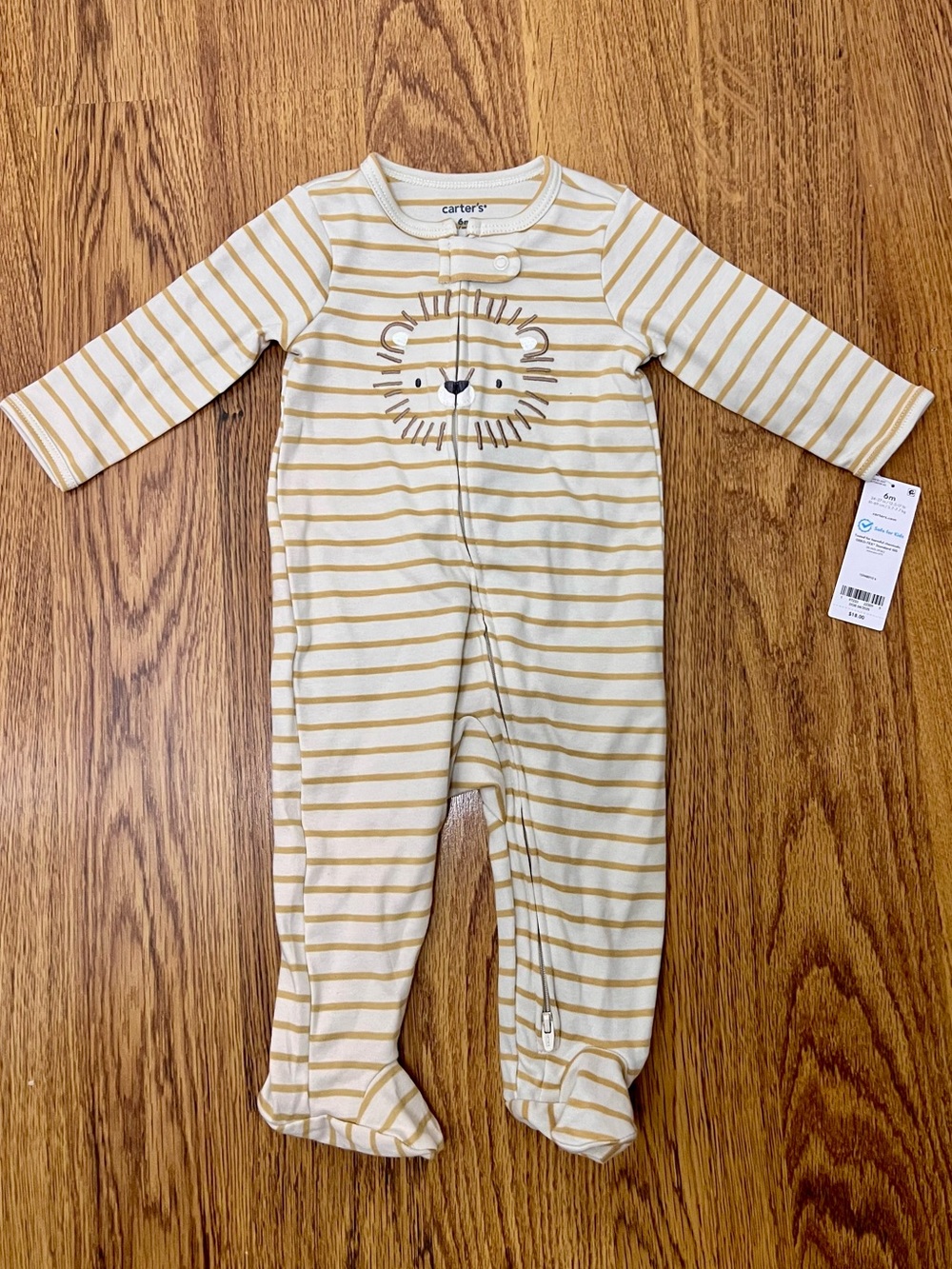 Carter’s Baby 6M Lion Stripe Footed Sleeper Pajamas 2-Way Zip NWT